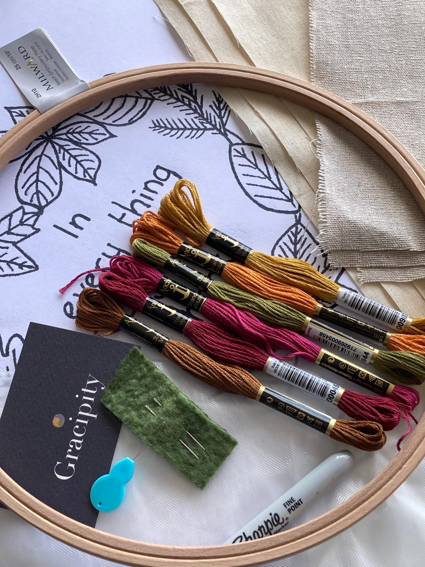 Grateful heart embroidery kit